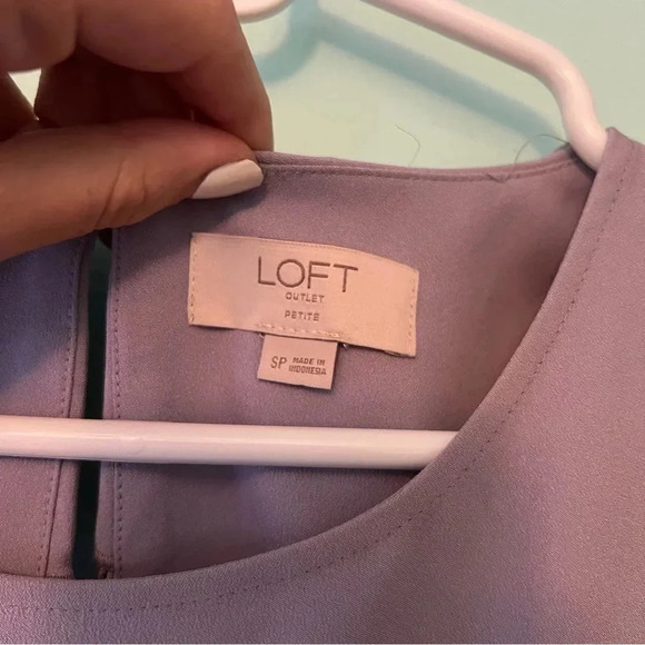LOFT Purple Ruffle Back Dress Petite S - Picture 3 of 5